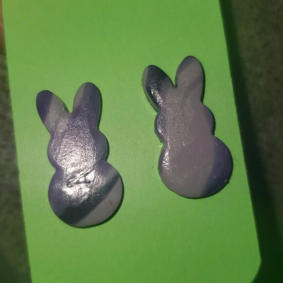 Purple marble bunny studs - Picture 1 of 1